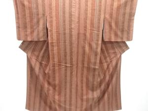 縞に花更紗模様手織り紬着物